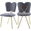 Meridian Furniture Angel Gray Velvet Dining Chair with Gold Finish (Set of 2)