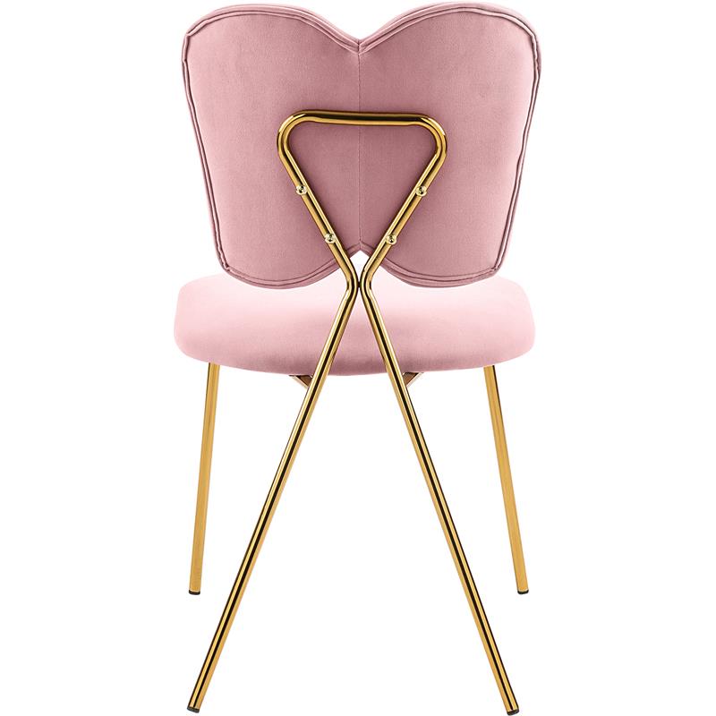 Meridian Furniture Angel Pink Velvet Dining Chair with Gold Finish (Set of 2)