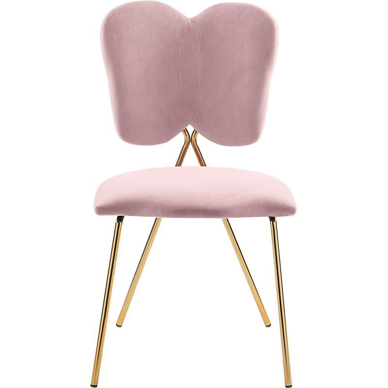 Meridian Furniture Angel Pink Velvet Dining Chair with Gold Finish (Set of 2)