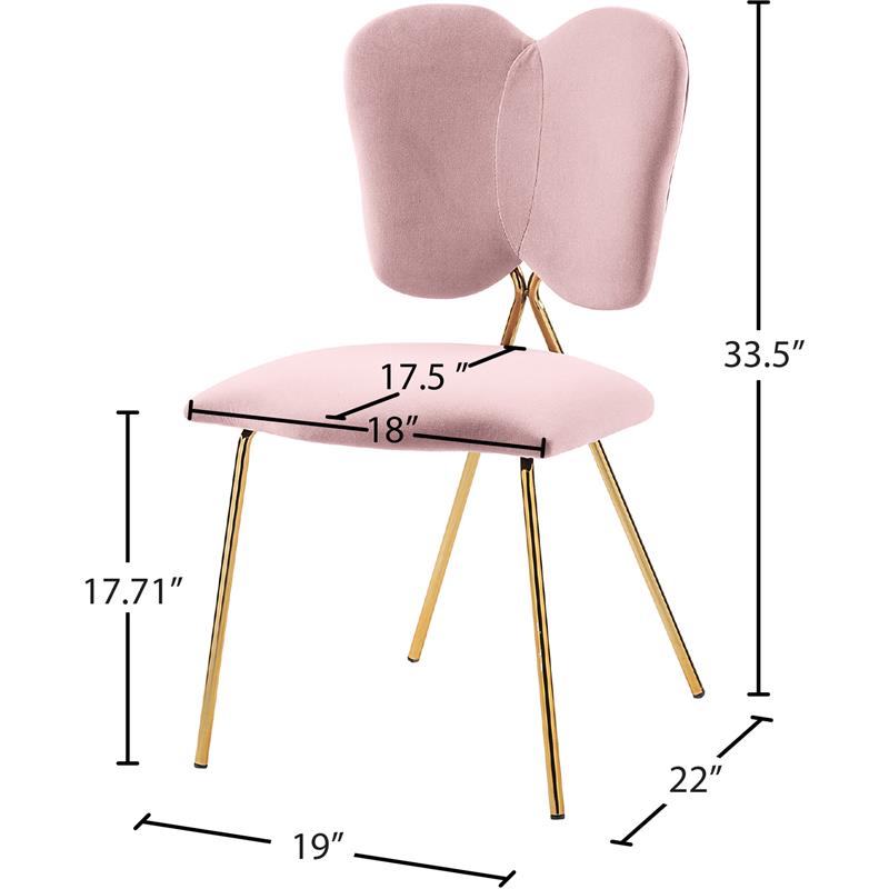 Meridian Furniture Angel Pink Velvet Dining Chair with Gold Finish (Set of 2)