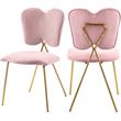 Meridian Furniture Angel Pink Velvet Dining Chair with Gold Finish (Set of 2)