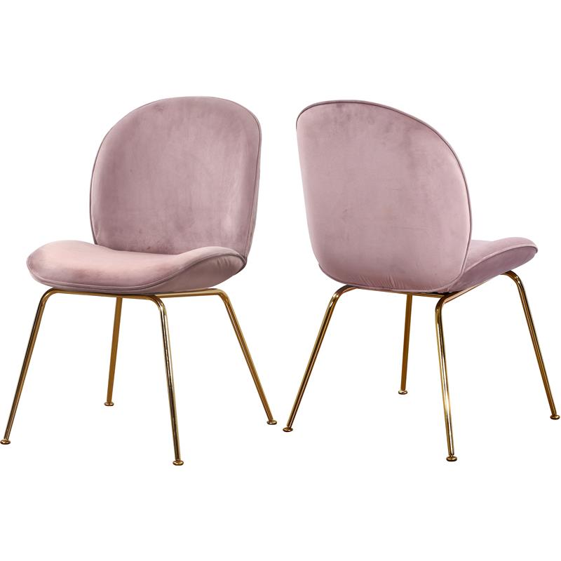 Meridian Furniture Paris Pink Velvet, Paris Side Chair Set