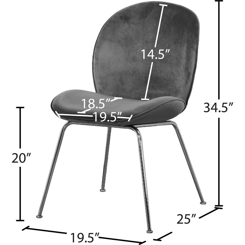 Meridian Furniture Paris Gray Velvet Dining Chair (Set of 2)
