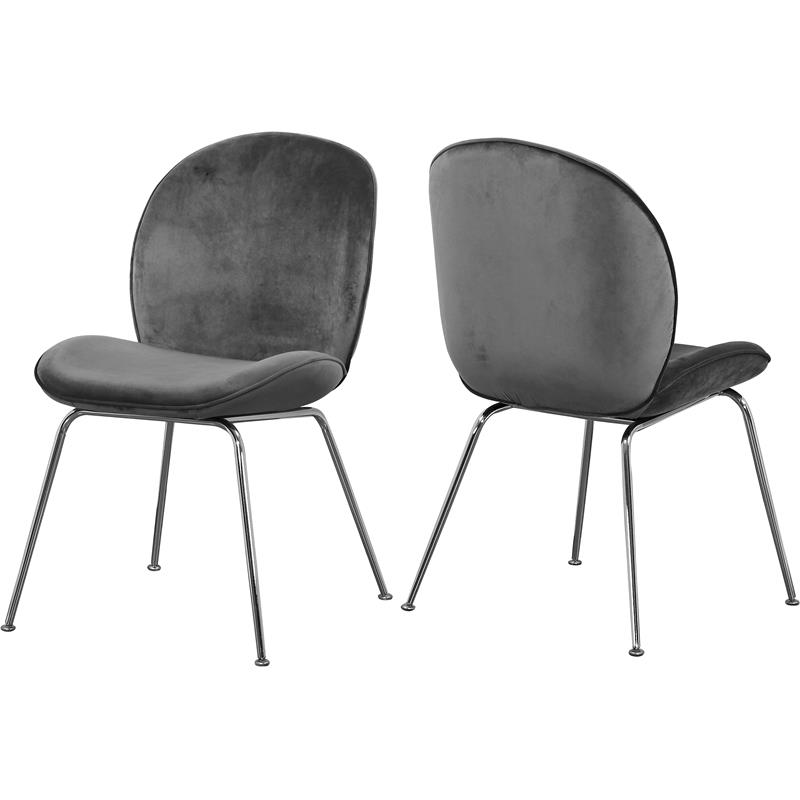 Meridian Furniture Paris Gray Velvet Dining Chair (Set of 2)
