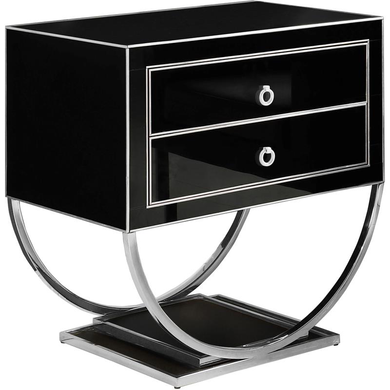 Black Modern Rectangle Tinted Mirrored Side Table - Brooklyn