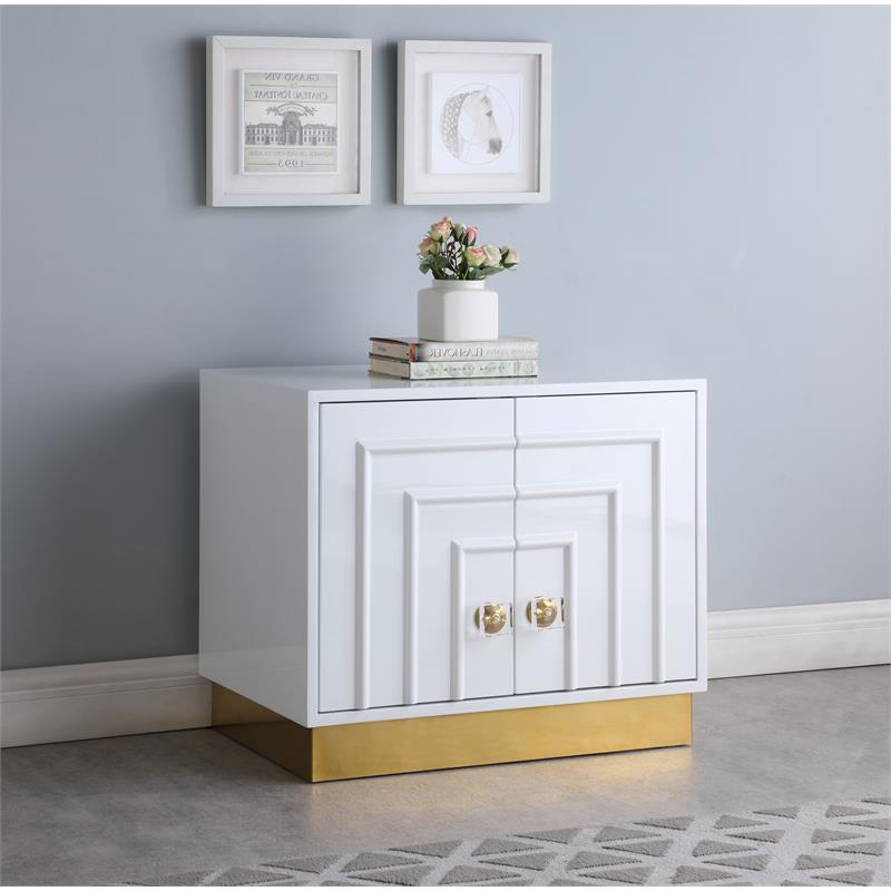 Meridian Furniture Cosmopolitan White Lacquer and Gold Side Table