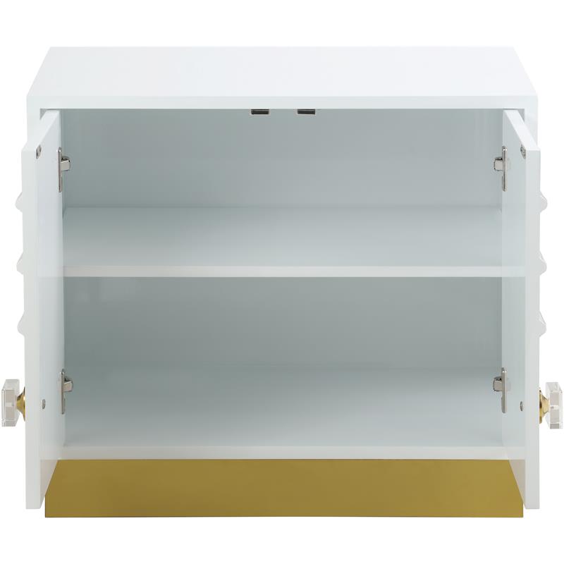 Meridian Furniture Cosmopolitan White Lacquer and Gold Side Table