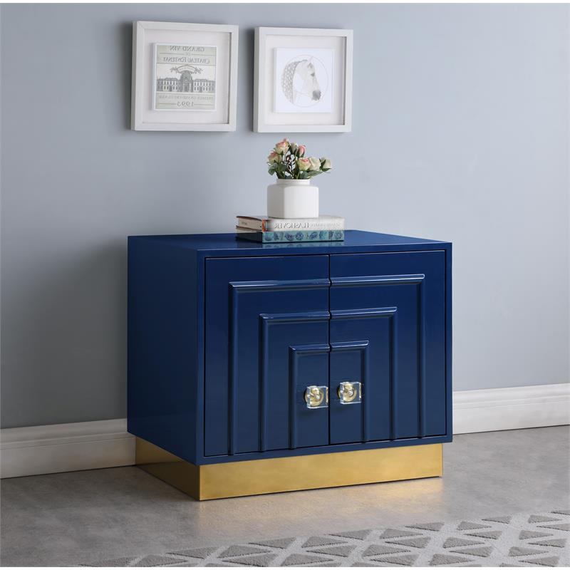 Meridian Furniture Cosmopolitan Navy Lacquer and Gold Side Table