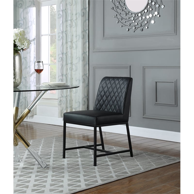 Meridian Furniture Bryce Quilted Black Vegan Leather Dining Chair (Set of 2)