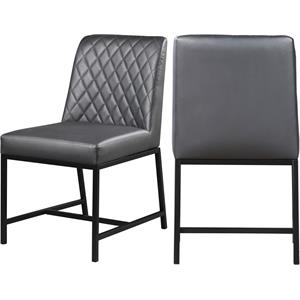 meridian furniture bryce quilted gray vegan leather dining chair (set of 2)