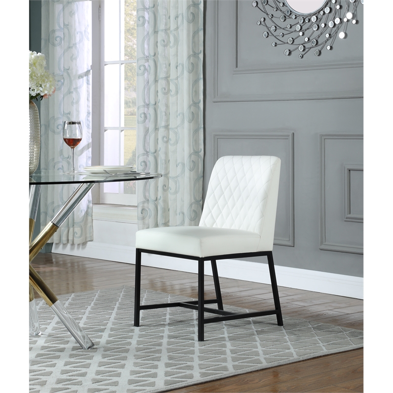Meridian Furniture Bryce Quilted White Vegan Leather Dining Chair (Set of 2)