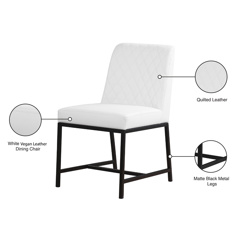 Meridian Furniture Bryce Quilted White Vegan Leather Dining Chair (Set of 2)