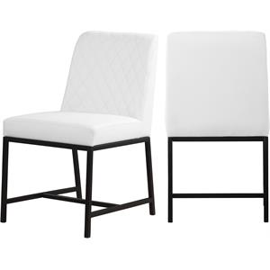 Meridian Furniture Bryce Quilted White Vegan Leather Dining Chair (Set of 2)