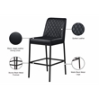 Meridian Furniture Bryce Quilted Black Vegan Leather Stool (Set of 2)