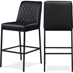 Meridian Furniture Bryce Quilted Black Vegan Leather Stool (Set of 2)