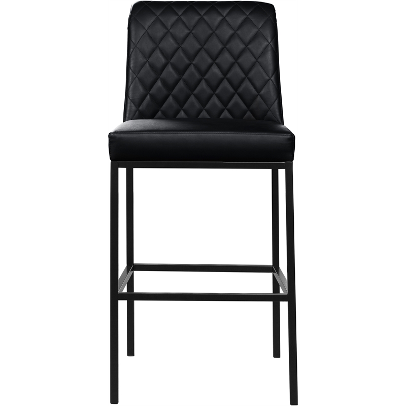 Meridian Furniture Bryce Quilted Black Vegan Leather Stool (Set of 2)
