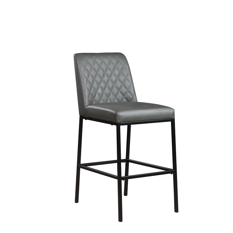 Meridian Furniture Bryce Quilted Gray Vegan Leather Stool (Set of 2)