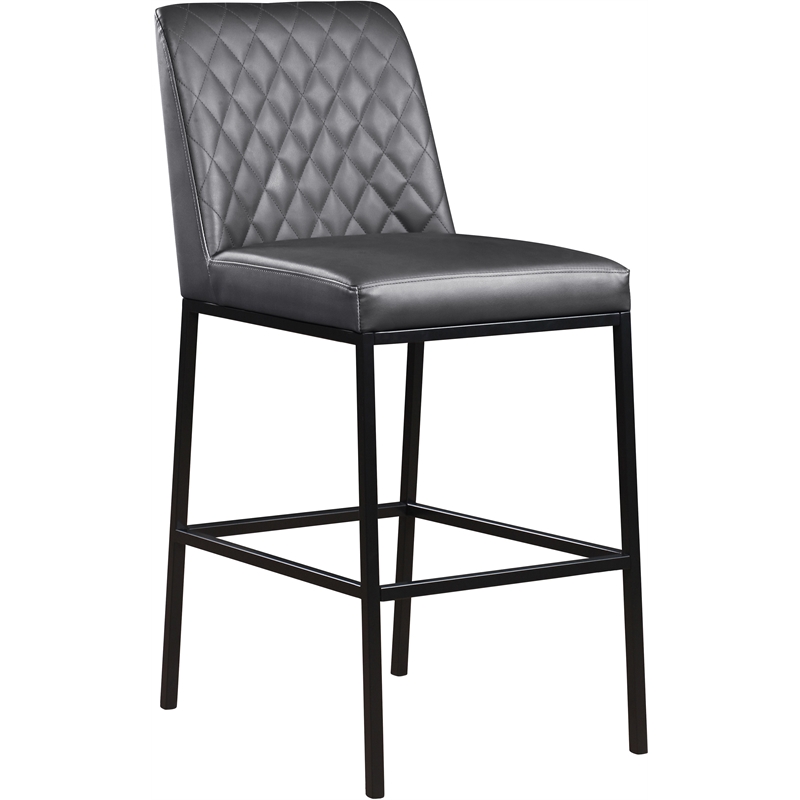 Meridian Furniture Bryce Quilted Gray Vegan Leather Stool (Set of 2)