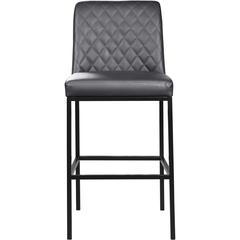 Meridian Furniture Bryce Quilted Gray Vegan Leather Stool (Set of 2)
