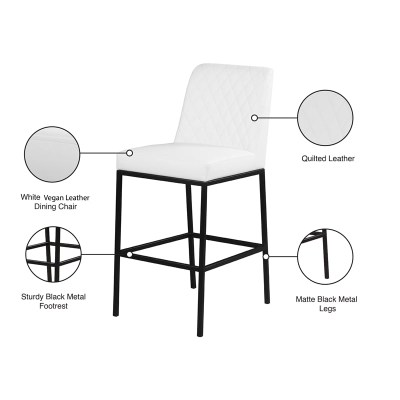 Meridian Furniture Bryce Quilted White Vegan Leather Stool (Set of 2)