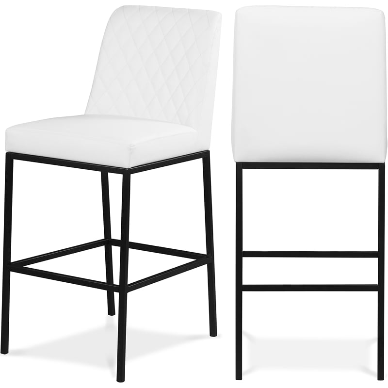 Meridian Furniture Bryce Quilted White Vegan Leather Stool (Set of 2)
