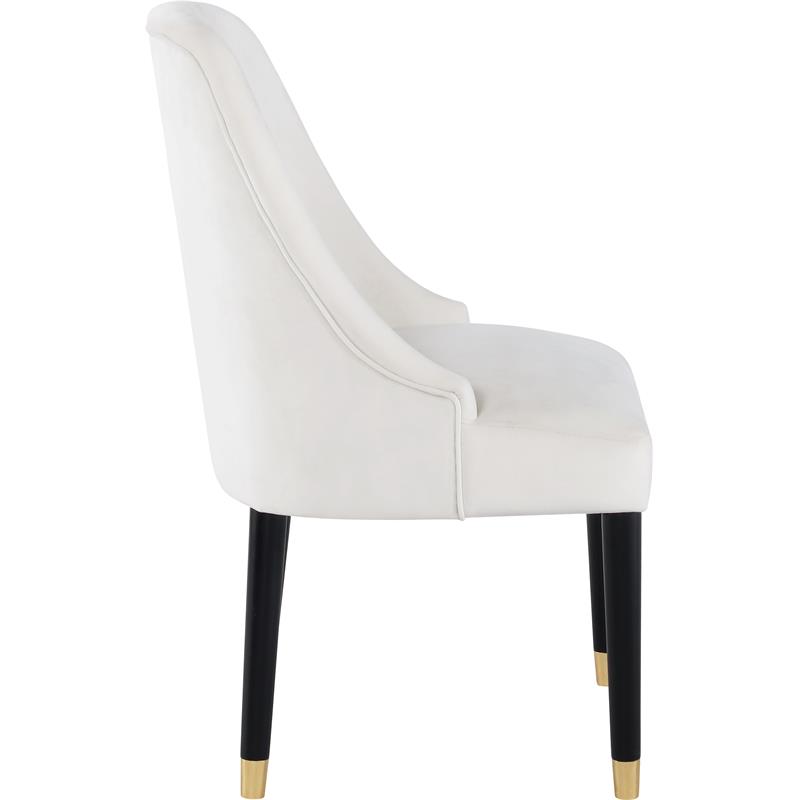 Meridian Furniture Omni Cream Velvet Dining Chair with Black Legs (Set
