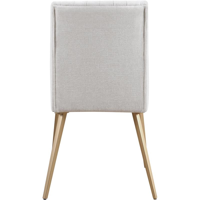 Meridian Furniture Eleanor Cream Linen Dining Chair with Gold Legs (Set of 2)