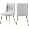 Meridian Furniture Eleanor Cream Linen Dining Chair with Gold Legs (Set of 2)