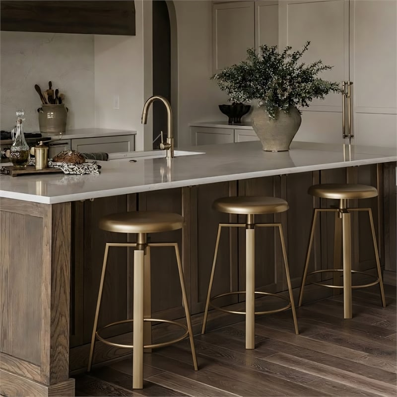 Meridian Furniture Lang Gold Iron Adjustable Counter and Bar Stool