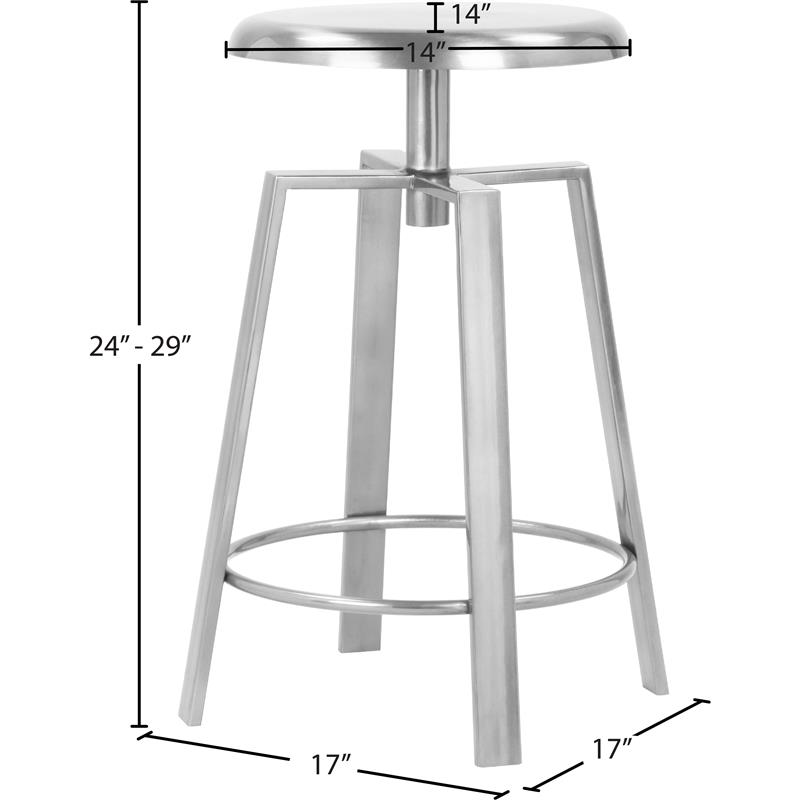Meridian Furniture Lang Silver Iron Counter and Bar Stool