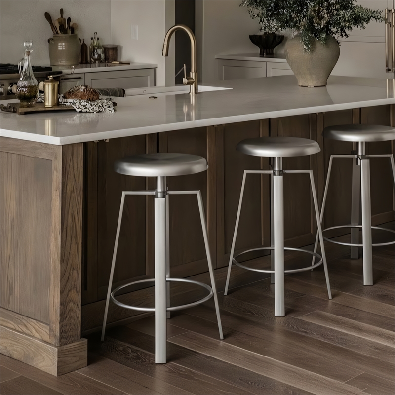 Meridian Furniture Lang Silver Iron Counter and Bar Stool