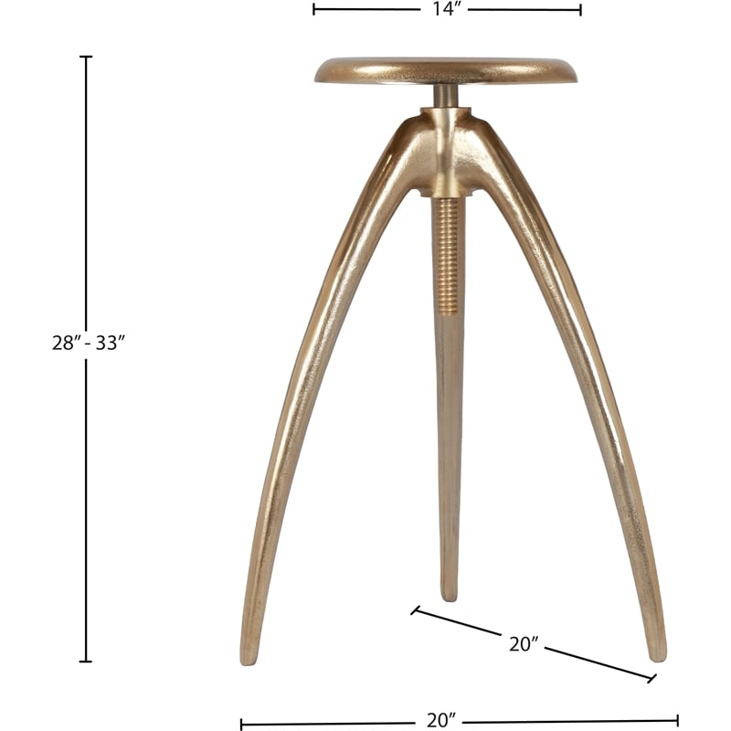 Meridian Furniture Clara Gold Aluminum Counter and Bar Stool