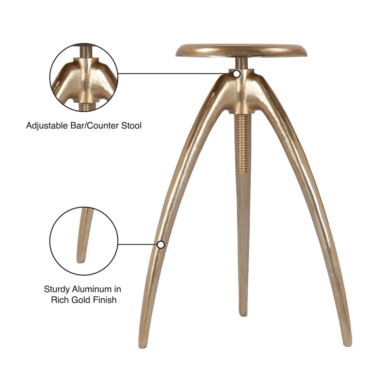 Meridian Furniture Clara Gold Aluminum Counter and Bar Stool