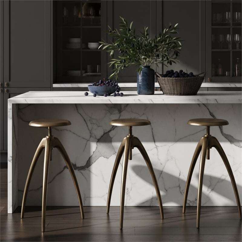 Meridian Furniture Clara Gold Aluminum Counter and Bar Stool
