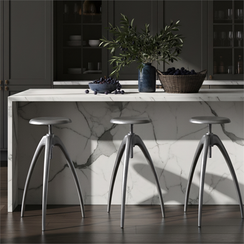 Meridian Furniture Clara Silver Aluminum Counter and Bar Stool
