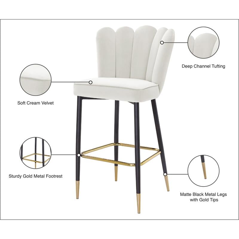 Meridian Furniture Lily Cream Velvet Stool (Set of 2)