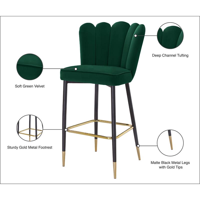 Meridian Furniture Lily Green Velvet Stool (Set of 2)