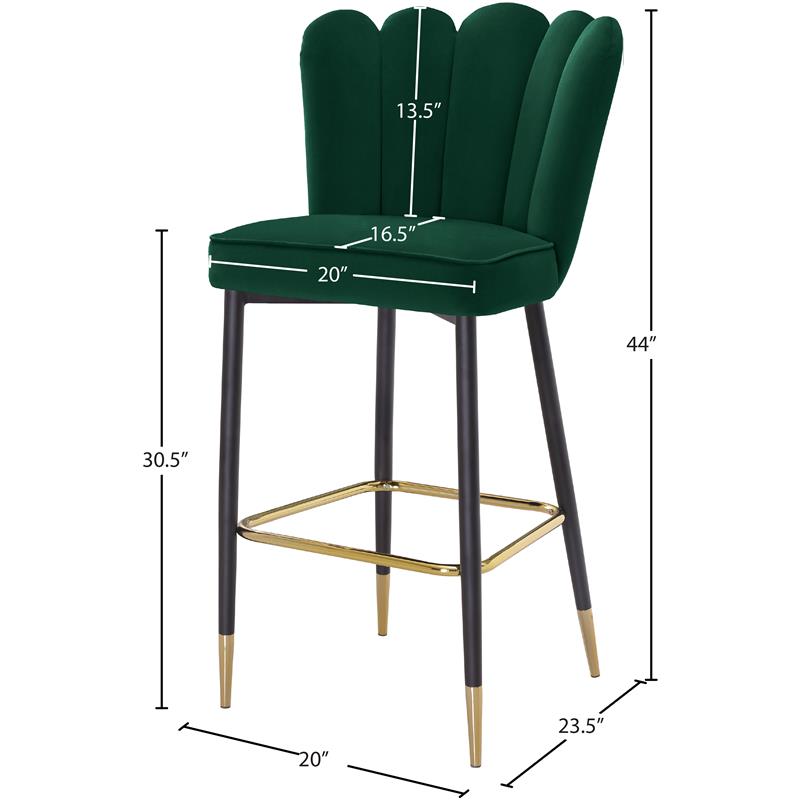 Meridian Furniture Lily Green Velvet Stool (Set of 2)