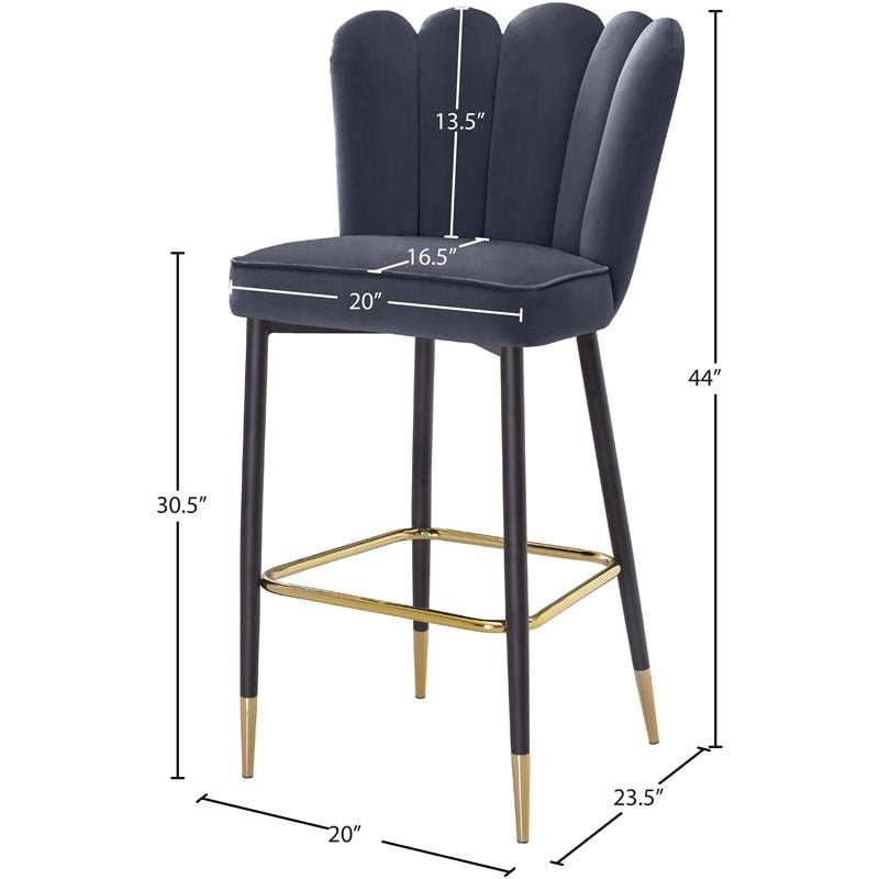 Meridian Furniture Lily Gray Velvet Stool (Set of 2)