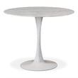 Meridian Furniture Holly 36&quot Round Faux Marble Top Dining Table with White Base