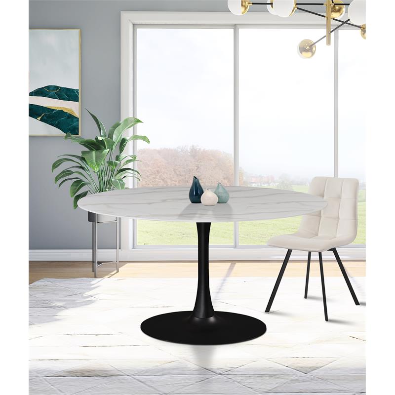 Meridian Furniture Tulip Round Faux, Small Round Faux Marble Dining Table