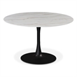 Meridian Furniture Holly Round Faux Marble Dining Table with Matte Black Base