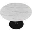 Meridian Furniture Holly Round Faux Marble Dining Table with Matte Black Base