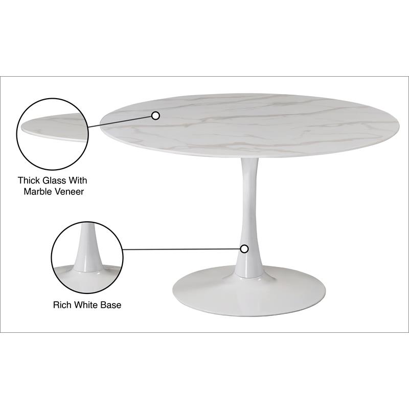 Meridian Furniture Tulip 48" Round Faux Marble Top Dining Table with ...