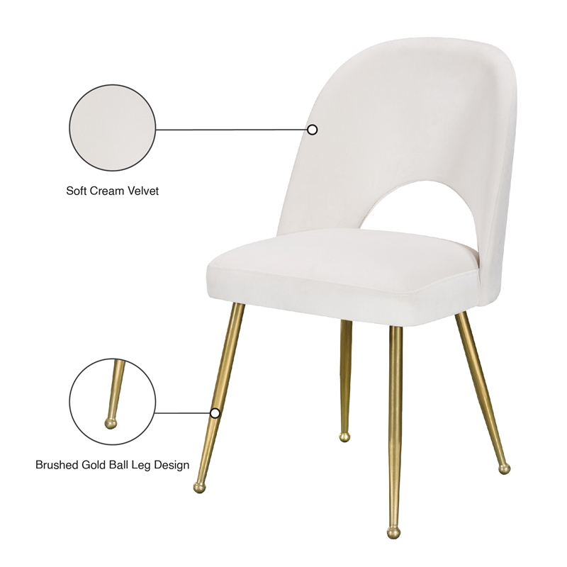 Meridian Furniture Logan Cream Velvet Dining Chair (Set of 2)