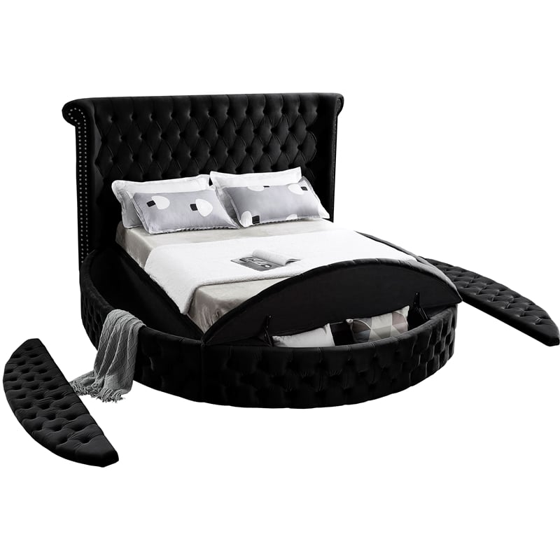 Meridian Furniture Luxus Black Velvet Full Bed