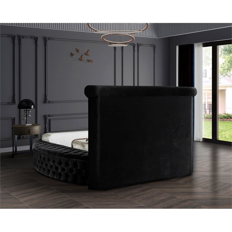 Meridian Furniture Luxus Black Velvet Full Bed