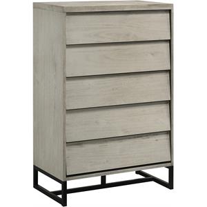 meridian furniture weston gray stone wooden chest with matte black base