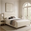 Meridian Furniture Zara Contemporary Cream Velvet Queen Bed