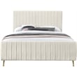 Meridian Furniture Zara Contemporary Cream Velvet Queen Bed